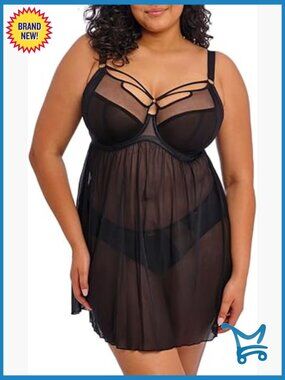Plus Size Underwire Babydoll Chemise Tulle Lace Lingerie